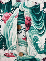 サンサーフ SUN SURF ALOHA SHIRT アロハ シャツ MIGRATORY BIRDS 渡り鳥 ハワイアン オープンカラー ウッドボタン 開襟 半袖 SS30987 半袖シャツ 総柄 マルチカラー Sサイズ 104MT-2332