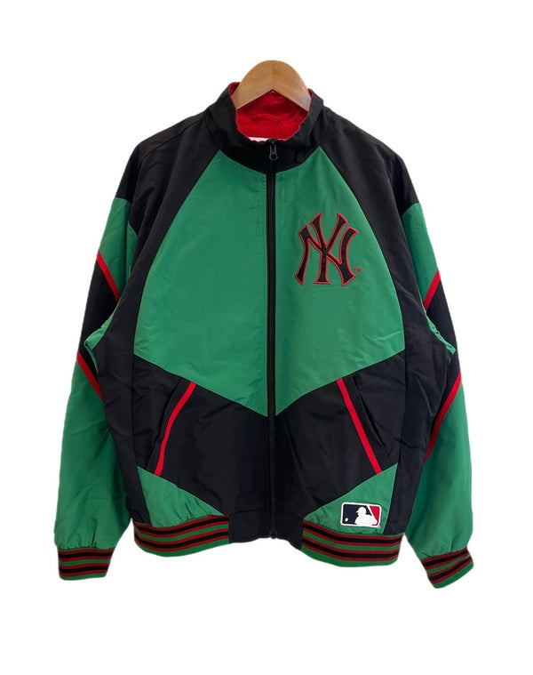 シュプリーム SUPREME 21AW SUPREME×New York Yankees Track Jacket ニューヨークヤンキーズ コラボ トラックジャケット ナイロンジャケット ロゴ刺繍 緑 ジャケット グリーン Mサイズ 101MT-5052