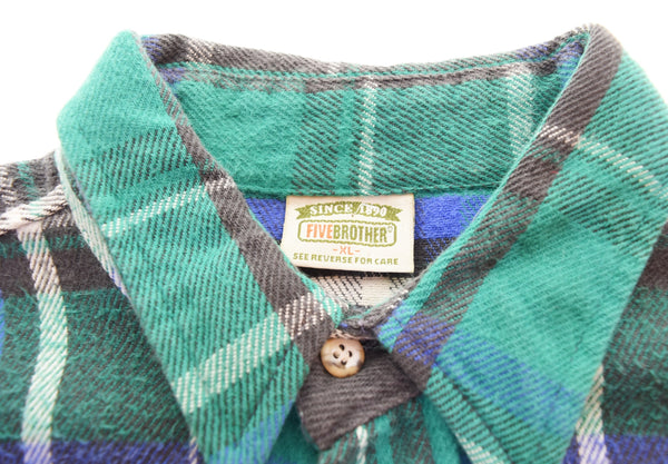 ファイブブラザー  FIVE BROTHER USA製 90s ヘビーネルシャツ チェック ワークシャツ  3061-PL5 長袖シャツ マルチカラー LLサイズ 103MT-3437