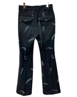 ベッドフォード BED J.W. FORD FEATHER FLARE SLACKS PANTS フェザー フレア スラックス パンツ 羽根 ジップフライ 黒 総柄 スラックス ブラック サイズ 1 104MB-287
