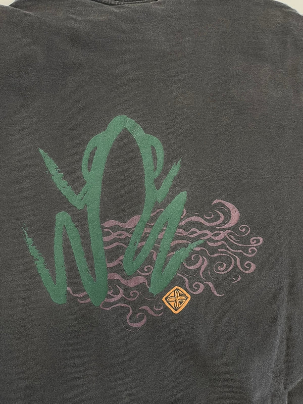 パタゴニア PATAGONIA 90s Vintage ヴィンテージ USA製 半袖カットソー カエルプリント 墨黒  XL Tシャツ ブラック LLサイズ 101MT-4698