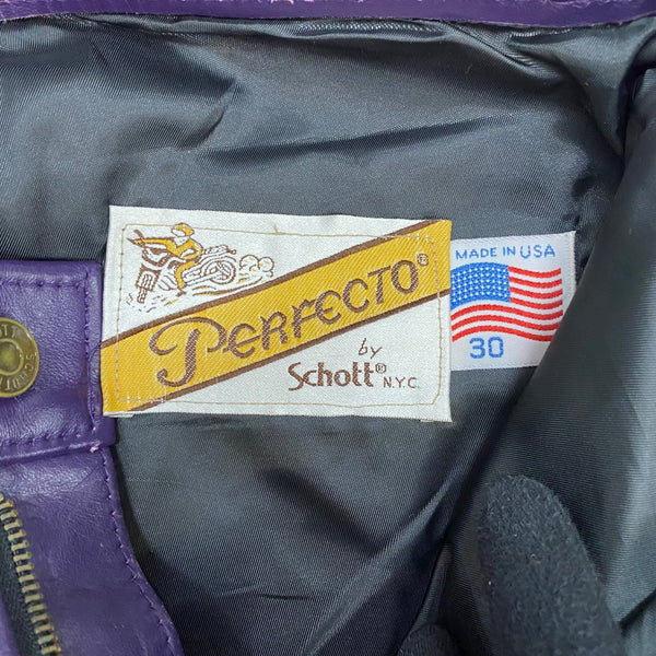 【曜日割引対象外】 ショット SCHOTT レザーパンツ USA製 30サイズ ボトムスその他 パープル 201MB-1135 VB