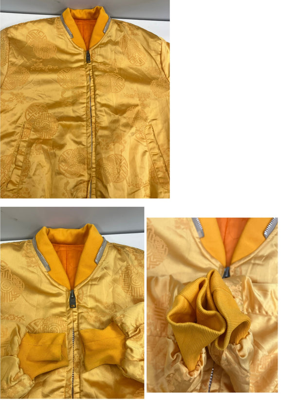 ヴィンテージ vintage 70's~ 70年代～ KOREA スカジャン スーベニアジャケット コリアンジャンパー 中綿入り KKK ZIPPER 龍 ドラゴン 刺繍 サテン ジャケット イエロー 101MT-4800