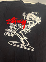 ステューシー STUSSY 90s 00s 90's~00's 銀タグ OLD STUSSY USA製 ツイストガール プリントTシャツ Tシャツ ブラック M 101MT-4862