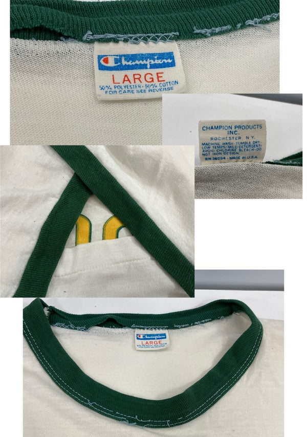 チャンピオン Champion 70's 70s 70年代 バータグ PEANUTS SNOOPY ピーナッツ スヌーピー リンガー Tシャツ ホワイト Lサイズ 101MT-3479