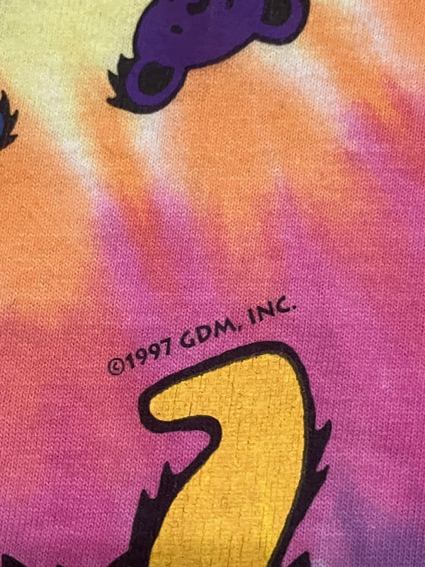 バンド band 90's 90年代 FRUIT OF THE LOOM Grateful Dead グレイトフル・デッド スパイラルデッド ダンシングベア タイダイ Tシャツ マルチカラー Sサイズ 101MT-4973