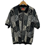 シュプリーム SUPREME ジップアップ 半袖 カットソー パイル地 ネイティブ柄 半袖ポロシャツ 半袖カットソー ブラック Mサイズ 201MT-4298