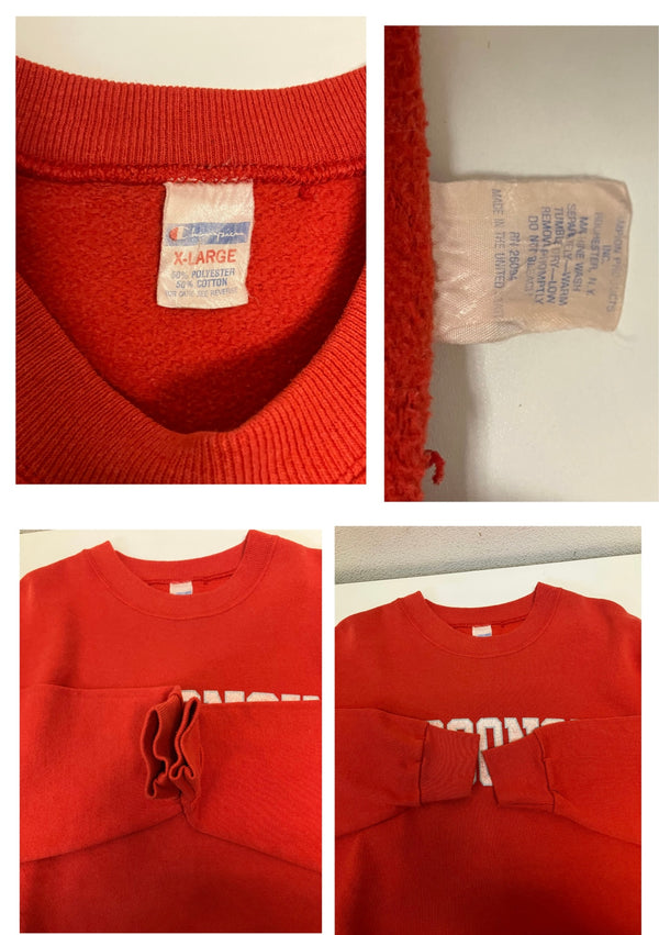 チャンピオン Champion 70's 70年代 Wisconsin ウィスコンシン大学 カレッジ プリント made in USA アメリカ製 vintage ヴィンテージ XL スウェット レッド LLサイズ 101MT-3702