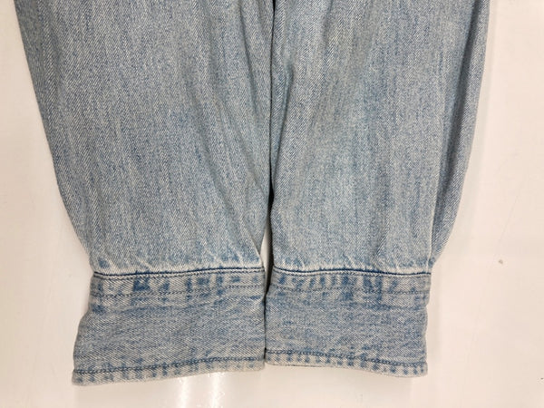 ダブルアールエル RRL 90s 三ツ星タグ DENIM SHIRT デニムシャツ ステンカラー メタルボタン ヴィンテージ VINTAGE ラルフローレン RALPH LAUREN コットン モーリシャス製 ライトブルー 長袖シャツ 無地 ブルー Mサイズ 104MT-1974