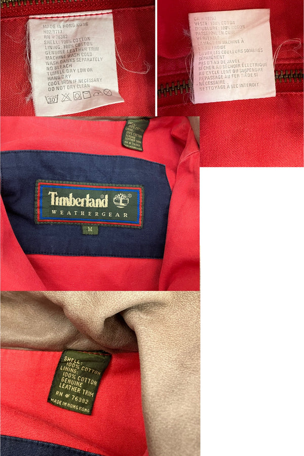 ティンバーランド Timberland 90's 90年代 襟レザー コットンカバーオール ハンティングジャケット vintage ヴィンテージ  ジャケット レッド Mサイズ 101MT-4132