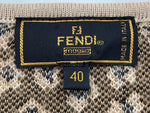 フェンディ FENDI オールド OLD レトロ ニット ラウンドネック 総柄 ロゴ ウール ビスコース レーヨン MADE IN ITALY イタリア製  セーター ヒョウ柄・レオパード柄 ベージュ SIZE40 104LT-248