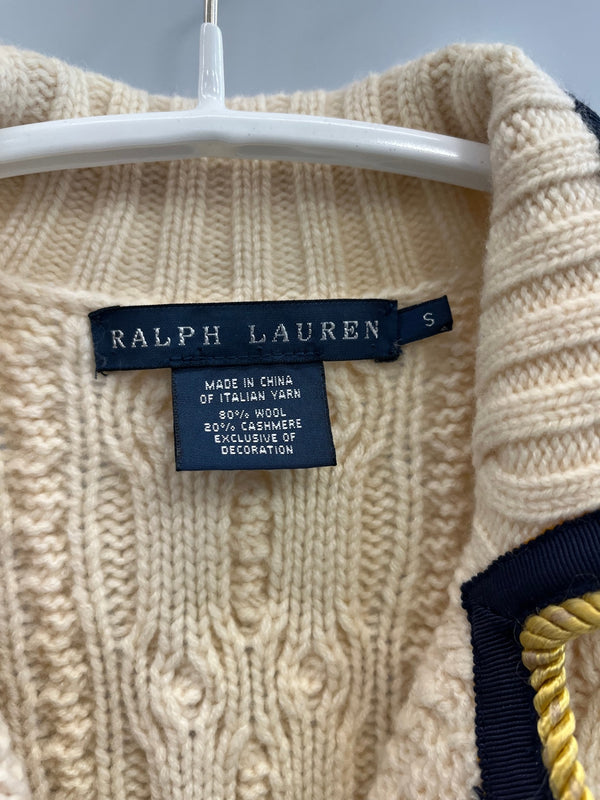 ラルフローレン RalphLauren カシミア混 ケーブルニットカーディガン ニットジャケット 白 カーディガン ホワイト Sサイズ 101LT-263