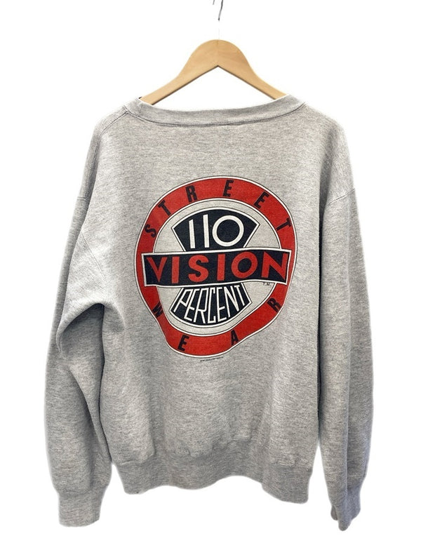 ヴィジョン ストリート ウェア VISION STREET WEAR 80s Vintage ヴィンテージ ロゴ スウェット 長袖 裏ボア スウェット グレー Lサイズ 101MT-2821