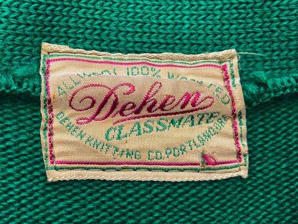 ヴィンテージ vintage 50s 50年代 Dehen レタードカーディガン ニット 緑 カーディガン 無地 グリーン 104MT-1855