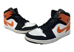 ナイキ NIKE 19年製 AIR JORDAN 1 MID SHATTERED BACKBOARD エア ジョーダン ミッド シャッタード バックボード AJ1 白 黒 554724-058 メンズ靴 スニーカー オレンジ 27cm 104S-826