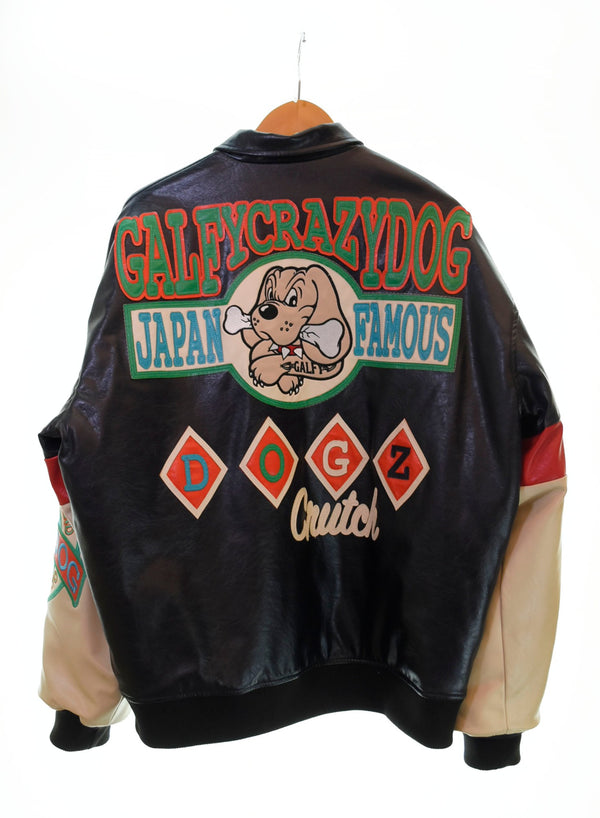 ガルフィー GALFY 犬革 怒顔アングリー ANGRYGALFY ライダースジャケット ブルゾン 黒 ジャケット ブラック Lサイズ 103MT-1758