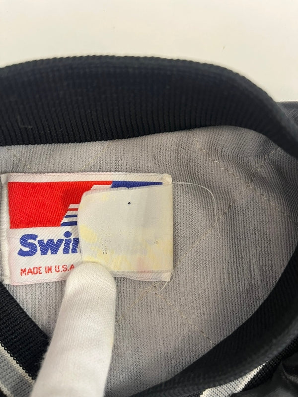 スイングスター Swingster 90s～ WhiteSOX stadium jacket ホワイトソックス スタジャン 黒 US古着 ジャケット ブラック Lサイズ 101MT-4612