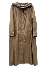 マックスマーラ Max Mara エス 'S ナイロン NYLON ロング丈 マキシ丈 フーディ フロントジップ ダブルジップ ウエストマーク BROWN 茶色 902603986 コート ブラウン SIZE38 104LT-220