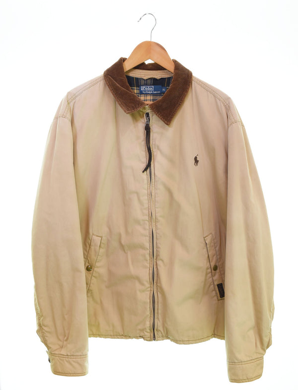 ラルフローレン RalphLauren 90s スウィングトップ ブルゾン 中綿 チンストラップ TALONジッパー ジャケット ベージュ LLサイズ 103MT-2630