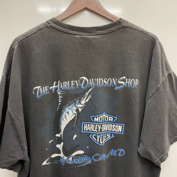 【曜日割引対象外】 ハーレーダビッドソン HARLEY DAVIDSON 2001 LIGHTNING HUGE EMBLEM サンダー USA製 Tシャツ ブラック XLサイズ 201MT-4389 VB