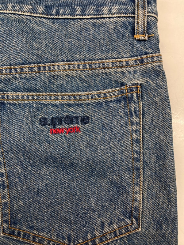 シュプリーム SUPREME Baggy Jean バギー ジーンズ ジップフライ パンツ ボトムス 刺繍 インディゴ 青 ロゴ デニム ブルー 34 104MB-108