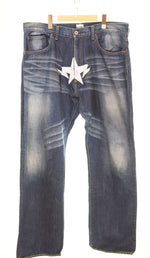 アベイシングエイプ  ABATHING APE BAPE フロントスター デニムパンツ 青 デニム ブルー LLサイズ 103MB-467