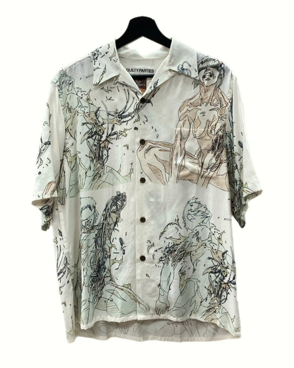 ワコマリア WACKO MARIA × GHOST IN THE SHELL 攻殻機動隊 HAWAIIAN SHIRT ハワイアン シャツ アロハシャツ 半袖 白 半袖シャツ キャラクター ホワイト Sサイズ 104MT-1163