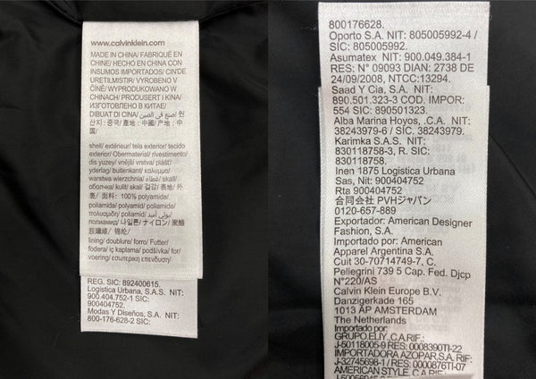 カルバンクライン Calvin Klein Jeans DOWN JACKET ダウン ジャケット ジップアップ 短丈 CK アウター 黒 J326810 ジャケット ロゴ ブラック Mサイズ 104MT-2148