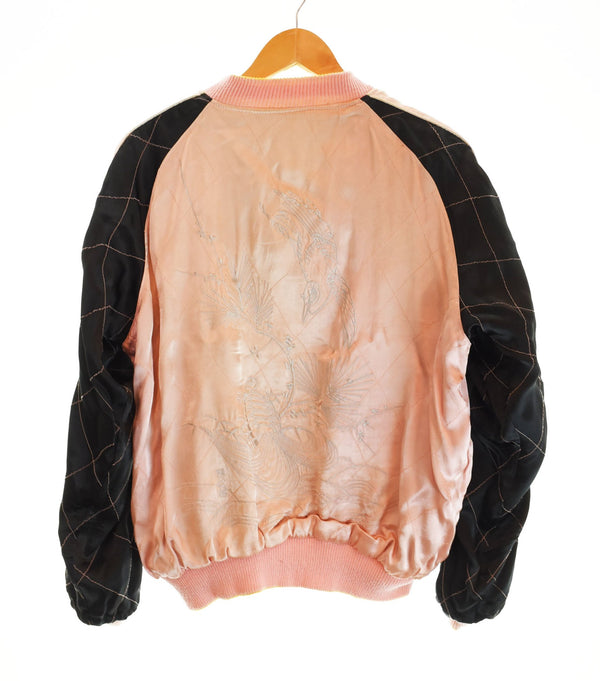ドゥニーム DENIME スカジャン リバーシブル ALOHA HAWAIIAN Dream 鯉の滝登り 武者 兜 鶴 HAND PRINT サテン 40 ジャケット ブルー 103MT-2092