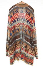 ラルフローレン RalphLauren COTTON SHAWL NATIVE GOWN ネイティブ柄 ショールカラー コットン×リネン ハンドニット ガウン カーディガン マルチカラー 3Lサイズ 103MT-2477