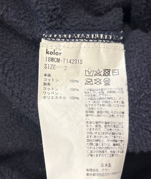 カラー kolor ファイヤーワッペンクルーネックスウェット 18WCM-T14231S サイズ3 スウェット ブラック 101MT-4099