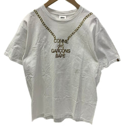 アベイシングエイプ A BATHING APE COMME des GARCONS コラボ Tシャツ ホワイト XLサイズ 201MT-4800
