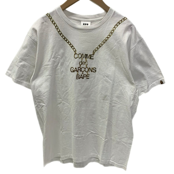アベイシングエイプ A BATHING APE COMME des GARCONS コラボ Tシャツ ホワイト XLサイズ 201MT-4800