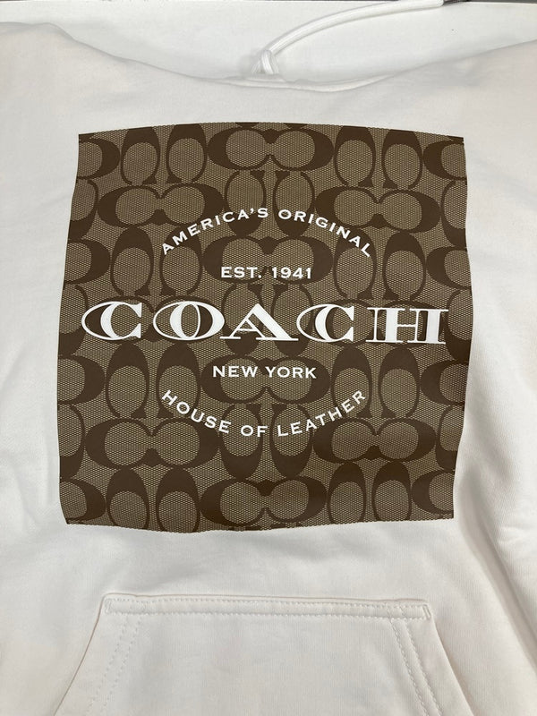 コーチ COACH シグネチャー ロゴ プリントパーカー フーディ 白 パーカ ホワイト Mサイズ 101MT-3364