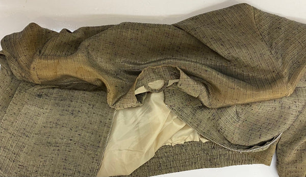 【曜日割引対象外】 クリームソーダ CREAM SODA 80's 90's 金タグ ジップアップ ブルゾン レーヨン かすり ジャケット ベージュ 201MT-4784 VB