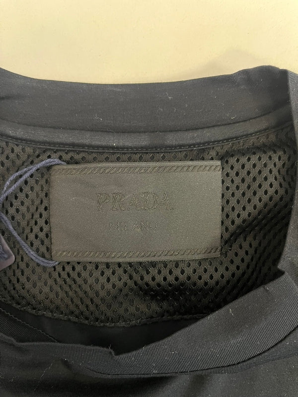 プラダ PRADA 三角ロゴ ショートスリーブシャツ 黒 SJN233 Tシャツ ブラック Mサイズ 101MT-4798