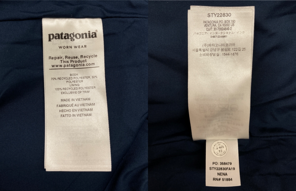 パタゴニア Patagonia 19AW RETRO-X BOMBER JACKET レトロ ボマー ジャケット ボア フリース ジップアップ アウトドア 紺 22830FA19 ジャケット ロゴ ネイビー Sサイズ 104MT-1736