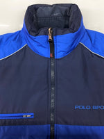 ラルフローレン RalphLauren POLO SPORT 90s REVERSIBLE DOWN PUFFER JACKET リバーシブル ダウン パファー ジャケット ジップアップ アウター 青 紺 ジャケット ロゴ ネイビー Mサイズ 104MT-2143