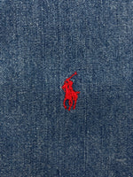 ラルフローレン RalphLauren POLO COUNTRY 90s BUTTONDOWN DENIM SHIRT ボタンダウン デニム シャツ ハミルトン社 長袖 インディゴ 青 長袖シャツ ロゴ ブルー Mサイズ 104MT-2265