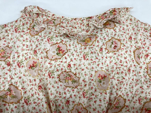 ピンクハウス PINKHOUSE DRESS ドレス 半袖 ロング丈 マキシ丈 ピコフリル ローズブーケ 小花柄 リボン フリル ティアード レトロ アンティーク ロリータ PINK アイボリー IVORY A2151FAY303 ワンピース 総柄 ピンク Lサイズ 104LT-221