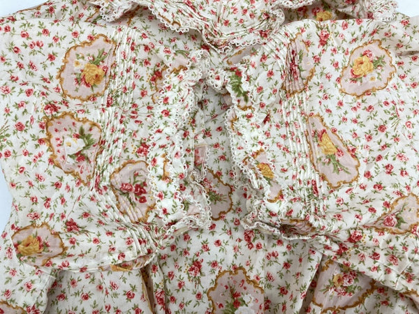 ピンクハウス PINKHOUSE DRESS ドレス 半袖 ロング丈 マキシ丈 ピコフリル ローズブーケ 小花柄 リボン フリル ティアード レトロ アンティーク ロリータ PINK アイボリー IVORY A2151FAY303 ワンピース 総柄 ピンク Lサイズ 104LT-221