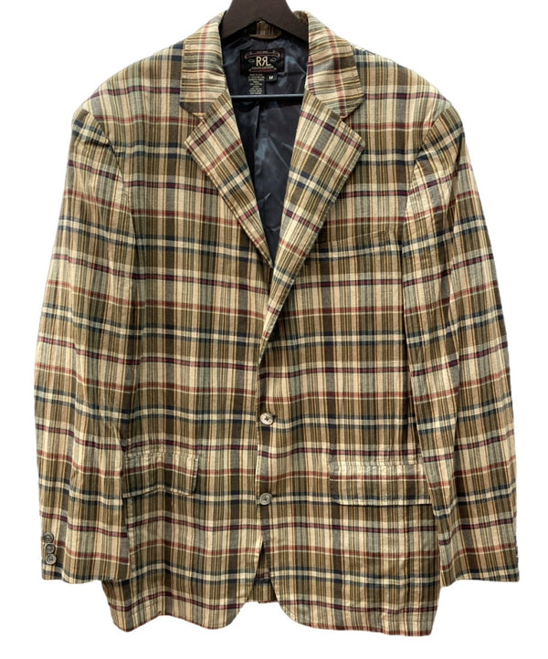 ダブルアールエル RRL 90s 90年代 三ツ星タグ 3B JACKET テーラード センターベント ヴィンテージ VINTAGE ラルフローレン RALPH LAUREN コットン USA製 マドラスチェック ブラウン系 BROWN 茶色 ジャケット マルチカラー Mサイズ 104MT-2033