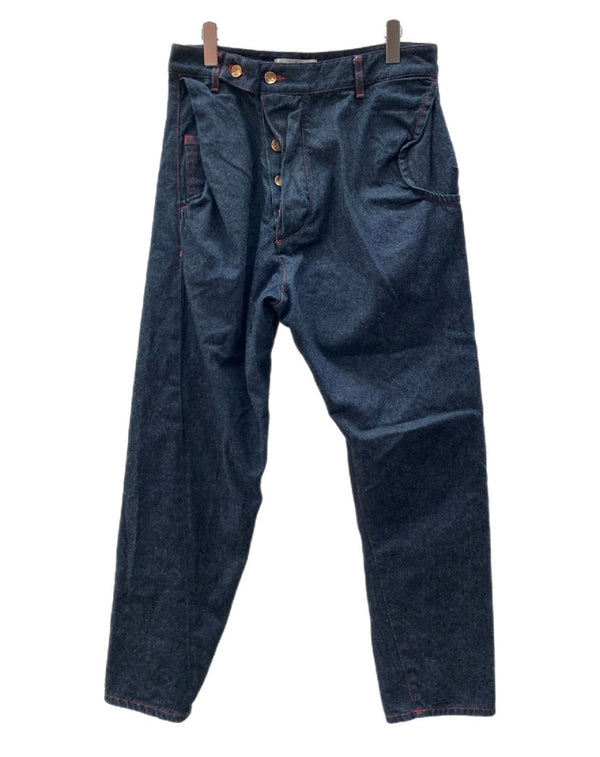 ヴィヴィアンウエストウッド Vivienne Westwood DENIM PANTS デニム パンツ サルエル 変形 ボタンフライ ズボン インディゴ 青 ロゴ S39020001-W003K デニム ブルー Sサイズ 104MB-278