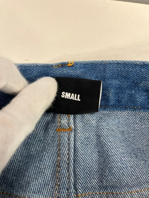 リベンジ REVENGE デニムパンツ インディゴ 刺繍ロゴ y2k 青 デニム ブルー Sサイズ 101MB-760