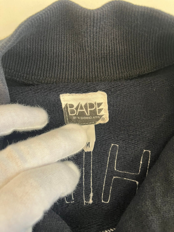 ア ベイシング エイプ A BATHING APE 00s 初期 SWEAT VARSITY JACKET GENERAL MADE ジェネラル スタジャン スウェット 裏原 ヴィンテージ BAPE ジャケット ブラック Mサイズ 101MT-5137