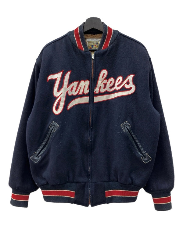 ミッチェルアンドネス Mitchell & Ness 1951 AUTHENTIC WOOL VARSITY JACKET ウール バーシティ ジャケット NEWYORK YANKEES ジップアップ 野球 アウター 紺 ジャケット ロゴ ネイビー Lサイズ 104MT-2149
