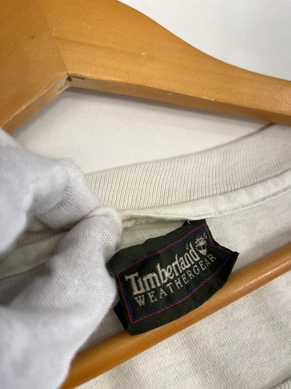 ティンバーランド Timberland 90s Vintage ヴィンテージ ブーツプリントTee 白  シングルステッチ Tシャツ ホワイト 101MT-4831