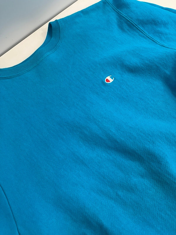 チャンピオン Champion 90s～ ヴィンテージ vintage 刺繍タグ リバースウィーブ REVERSE WEAVE US古着 USA製 アメリカ製 ターコイズ XL スウェット ブルー LLサイズ 101MT-4404