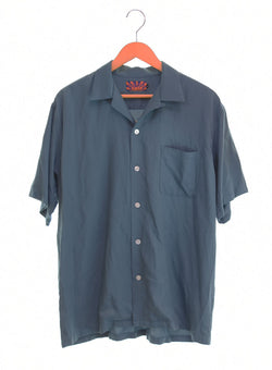 バッズプール BADSPOOL APHRODITE GANG CLASSIC LOGO S/S OPEN COLLAR SHIRT オープンカラーシャツ レーヨン 半袖シャツ グリーン Lサイズ 103MT-2534