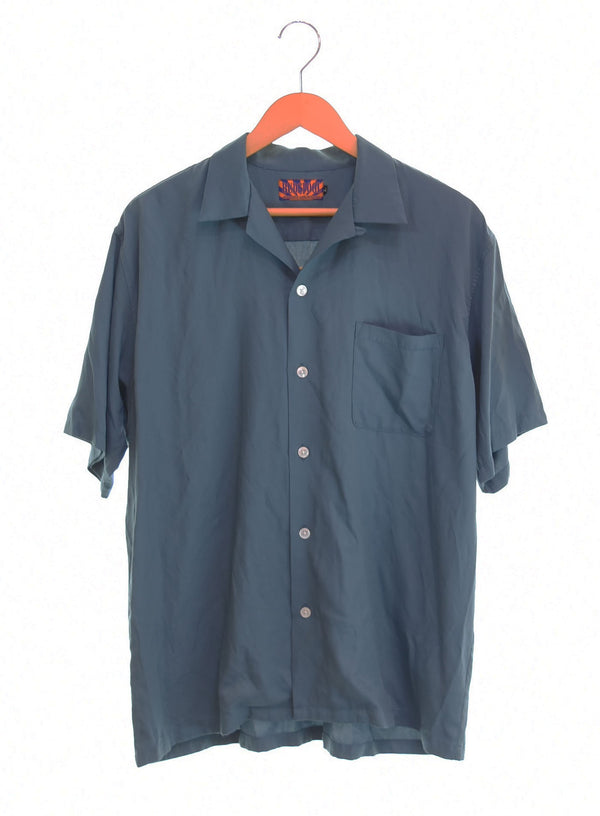 バッズプール BADSPOOL APHRODITE GANG CLASSIC LOGO S/S OPEN COLLAR SHIRT オープンカラーシャツ レーヨン 半袖シャツ グリーン Lサイズ 103MT-2534